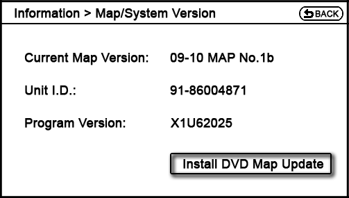 proposed Information - Map/System Version screen