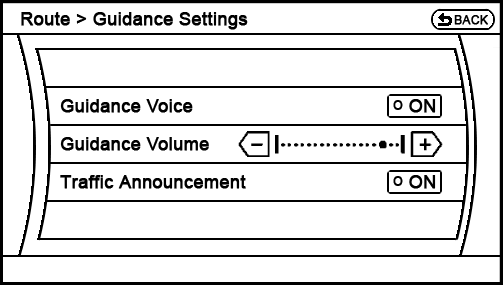 current Route - Guidance screen