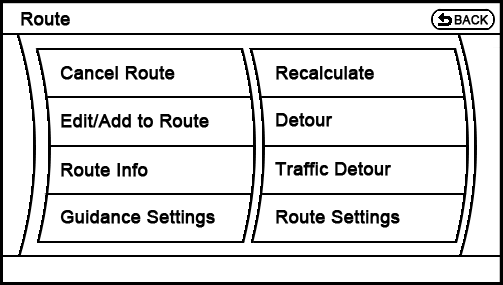 current Route menu