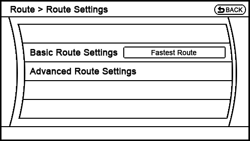 proposed Route - Route Settings menu