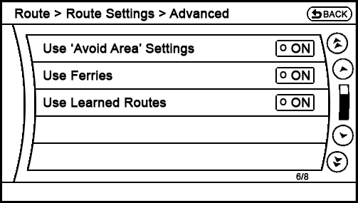 proposed Route - Route Settings - Advanced Route Settings menu