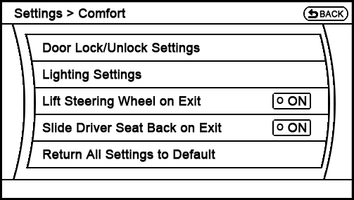 proposed Settings - More - Comfort menu