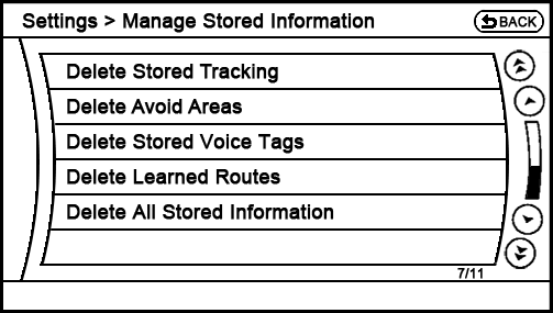 proposed Settings - Navigation - Manage Stored Information menu