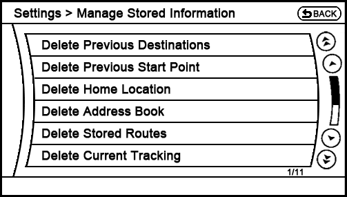 proposed Settings - Navigation - Manage Stored Information menu