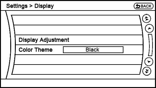 current Settings - Display menu