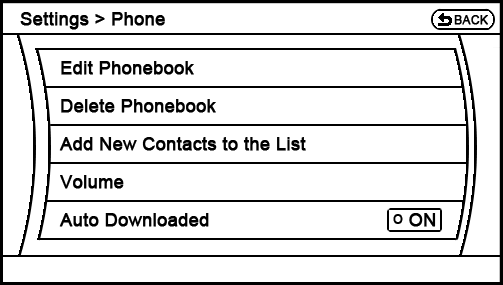 current Settings - Phone menu