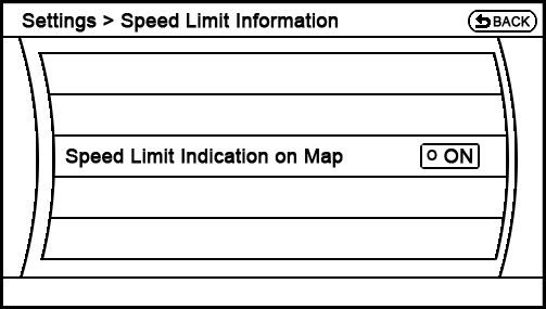 current Settings - Navigation - Speed Limit Info menu