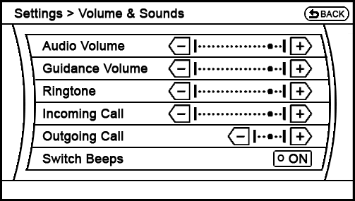 proposed Settings - Volume and Sounds menu
