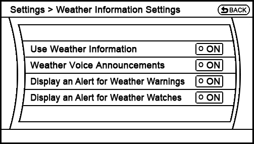 proposed Settings - Navigation - Weather Settings menu